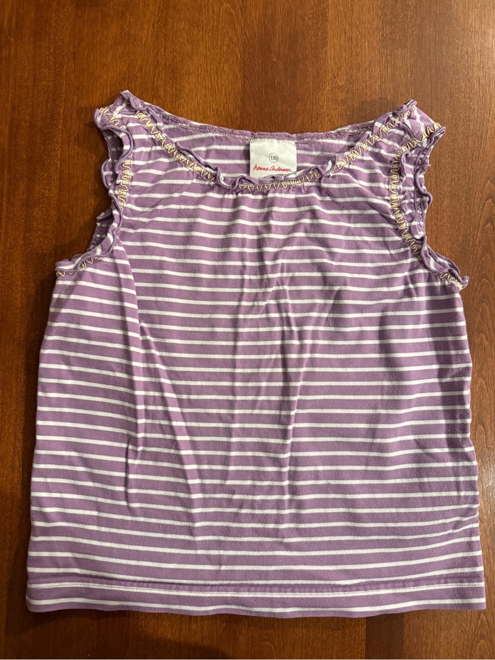 Hanna Andersson Purple and White Striped Sleeveless Top